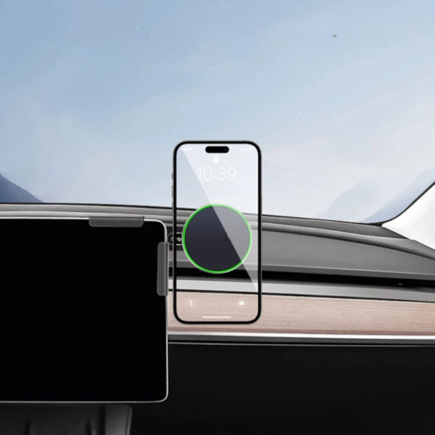 Phone Support For Tesla — Magnetic Mount And Wireless Charging