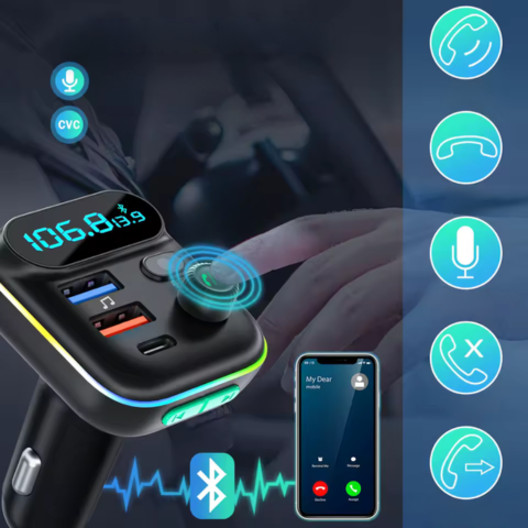 משדר FM Bluetooth לרכב — שיחות ברורות ומוזיקה אלחוטית