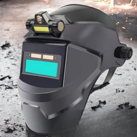 Auto-dunkelnder Schweißhelm mit Stirnlampe 