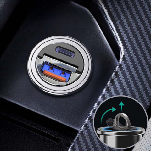 מתאם מטען רכב USB – שקע מצית קומפקטי 