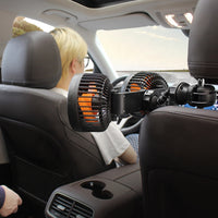 Dvojitá hlava automobilového ventilátora — Nabíjateľný a nastaviteľný 