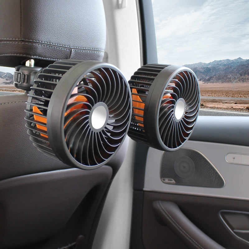 Dvojitá hlava automobilového ventilátora — Nabíjateľný a nastaviteľný 